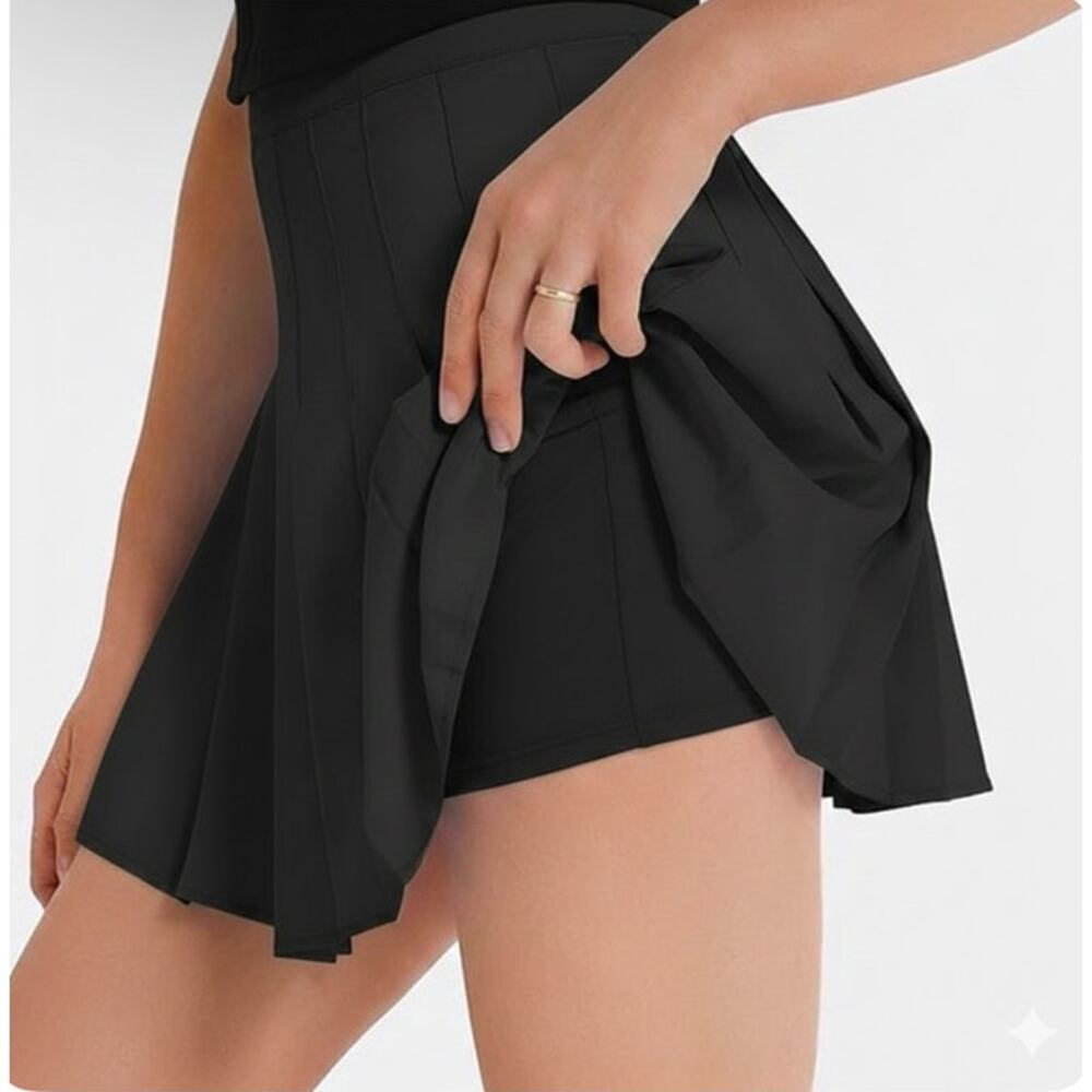 Halara Black Pleated Tennis Skirt with Shorts - size large - Picture 4 of 7